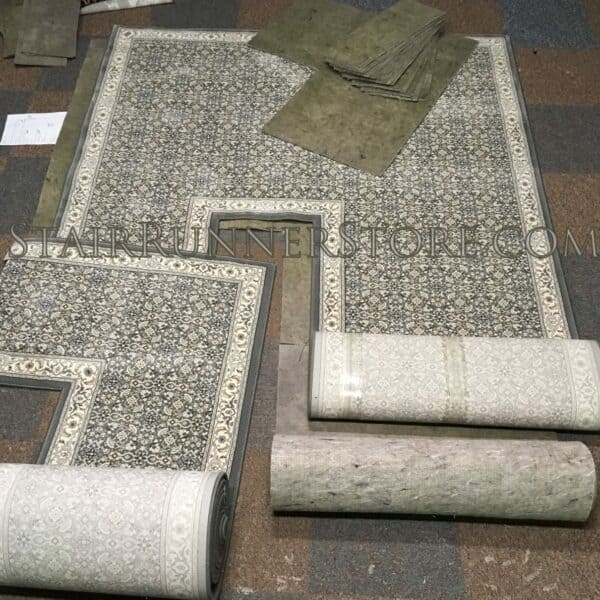 Shipped ready to install Custom hallway runner Ancient Garden Stair Runner 57011 Grey-Gream 26 inch