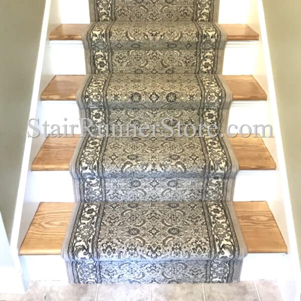Ancient-Garden 57011 Soft Grey Stair Runner Installation