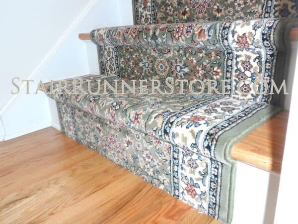 Ancient Garden Stair Runner 57078 Green 31" straight runner installation