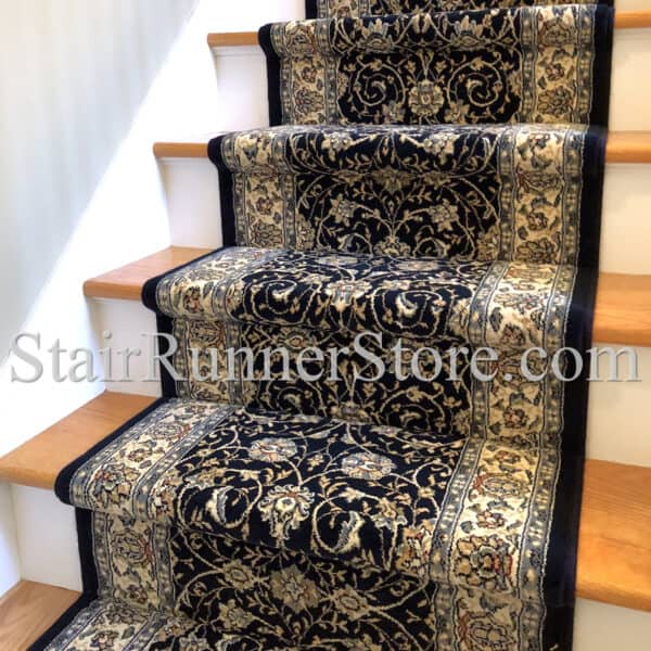Ancient Garden Stair Runner 57120 Navy 26" width