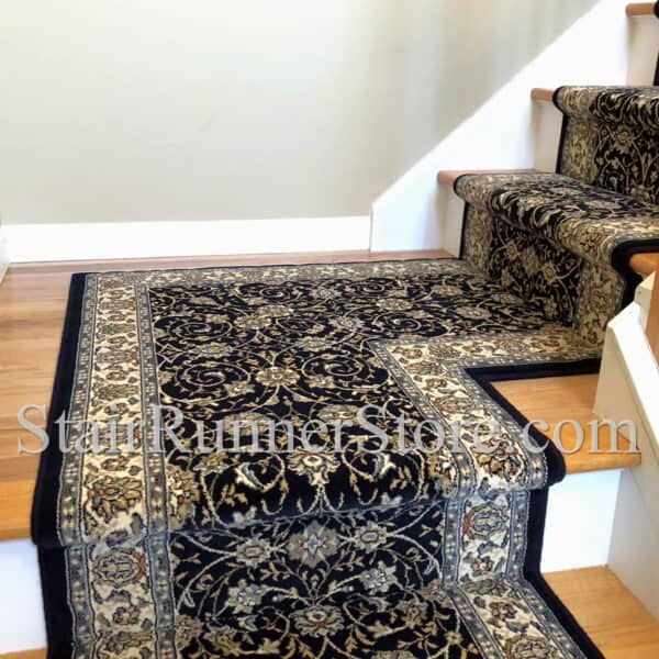 Custom landing Stair Runner ancient Garden 57120 Navy 26"