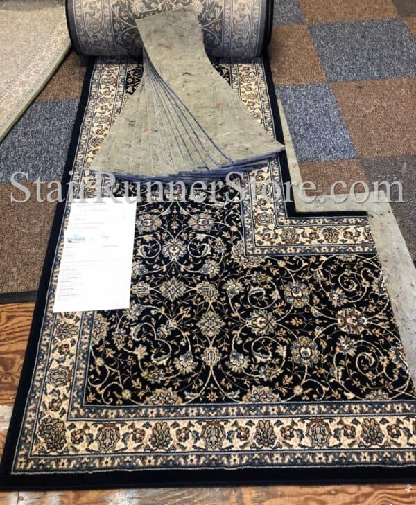 Ancient Garden Stair Runner 57120 Navy 26" custom landing
