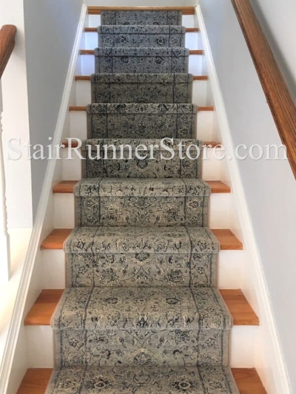 Ancient Garden Stair Runner 57126 SilverGrey 31" stair runner installation