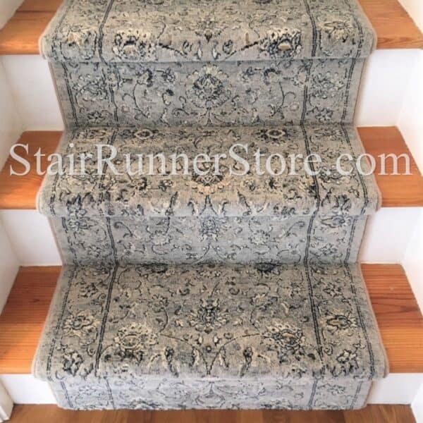 Ancient Garden Stair Runner 57126 SilverGrey 31" stair runner installation