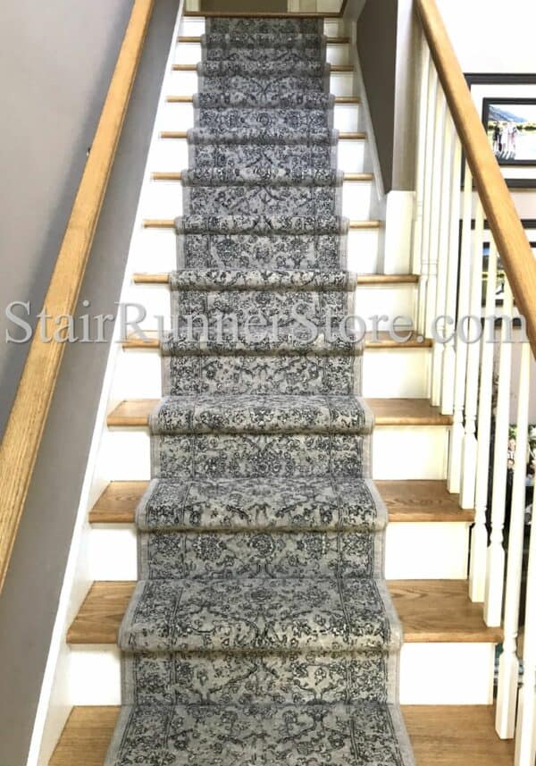 Ancient Garden Stair Runner 57136 Silver Grey Installation