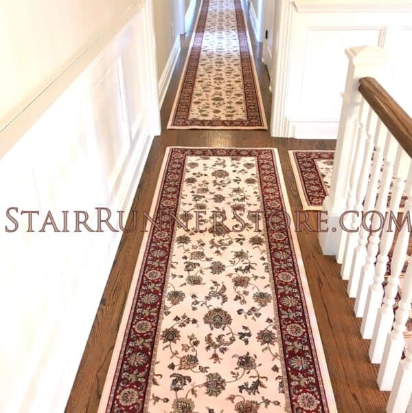 Brilliant Stair Runner 7226 IvoryRed 33" hall runner with end caps