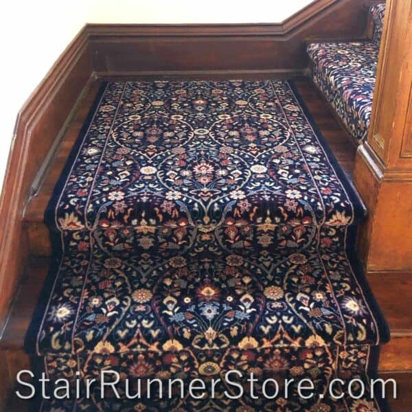 Brilliant Stair Runner 7278-500 NavyMulti non-custom landing stair runner installation