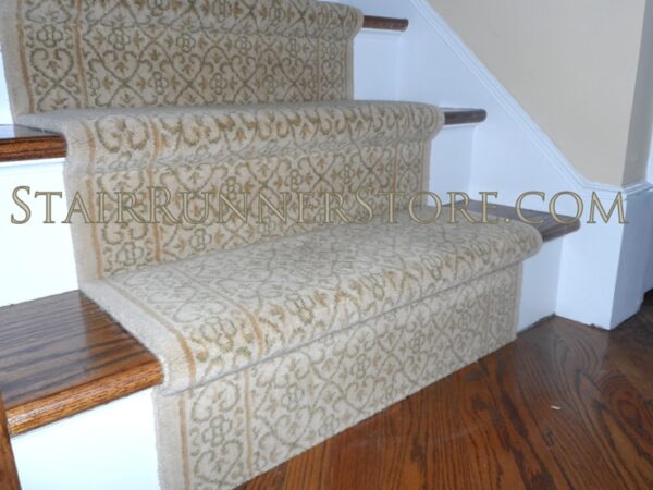 Nourison Chateau Riems Beige stair runner installation