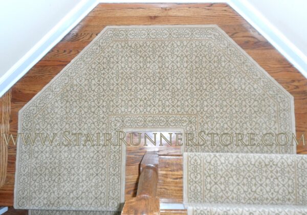 Nourison Chateau Riems Beige Stair Runner custom landing installation