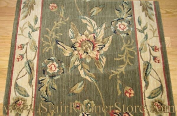 Nourison Grand Flora Stair Runner Olive 30"