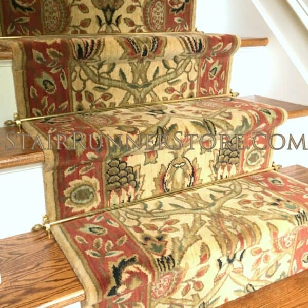 Nourison Grand Moghul BeigeRust stair runner installation