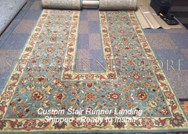 Nourison Kashan Elite Stair Runner Blue custom staircase landing