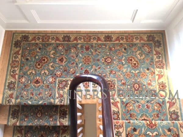 Nourison Kashan Elite Stair Runner Blue custom staircase landing