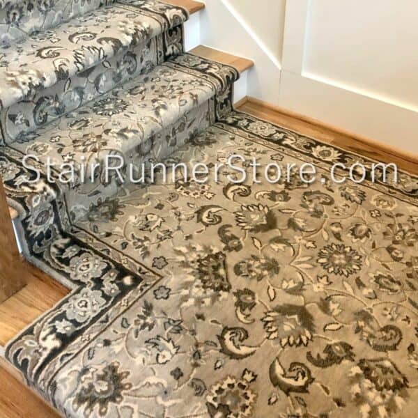 Nourison Kashan Elite Stair Runner MIst 41" custom turn staircase