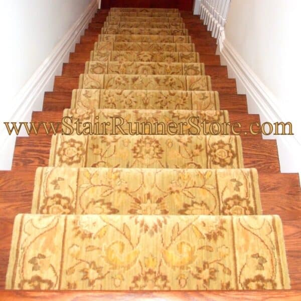 Staight stair runner installation Nourison Kashan Elite Stair Runner Sage
