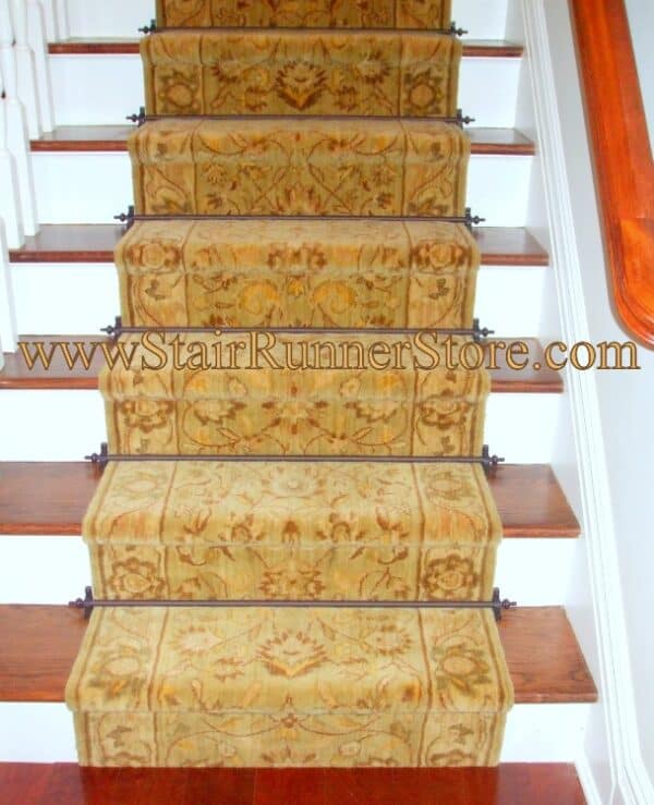 Staight stair runner installation Nourison Kashan Elite Stair Runner Sage