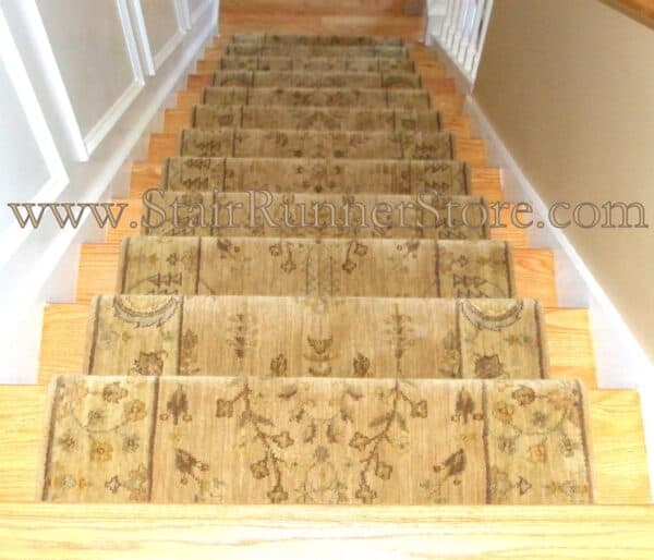 Straight stair runner installation, by The Stair Runner Store Nourison Sarouk Stair Runner Brush 30"