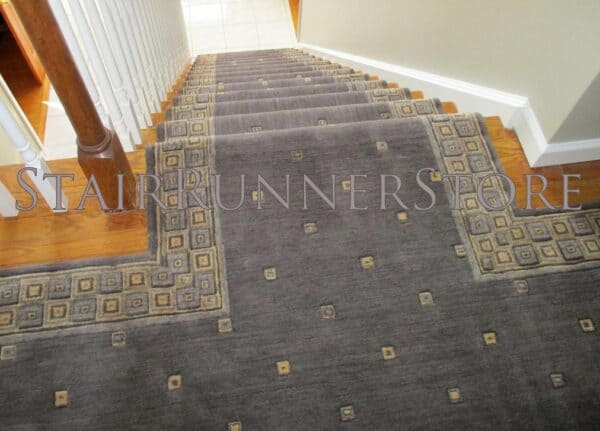 Nourison Squares Stair Runner Platinum 36" Custom T shape