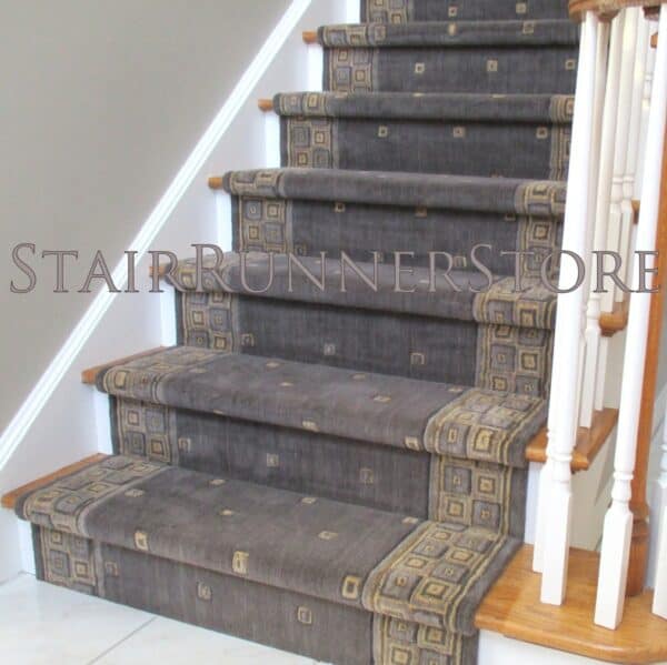 Nourison Squares straight Stair Runner Platinum 36"