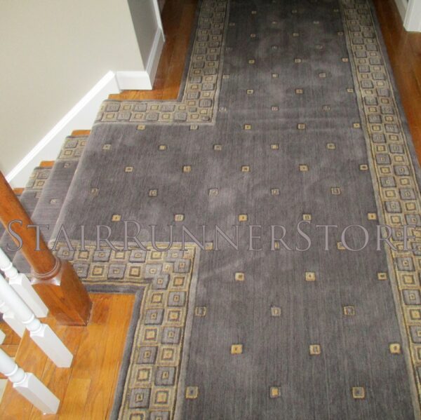 Nourison Squares Stair Runner Platinum 36" custom hallway