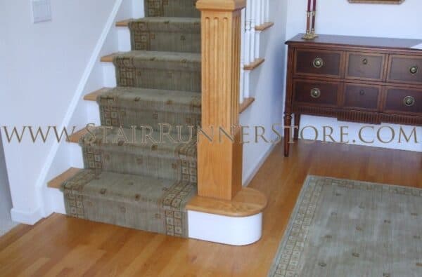Nourison Squares Stair Runner Sage 30 inch installed