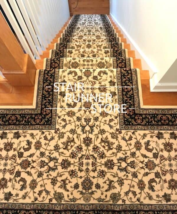 Brilliant 72284 Ivory Black Custom T Hall Runner Installation