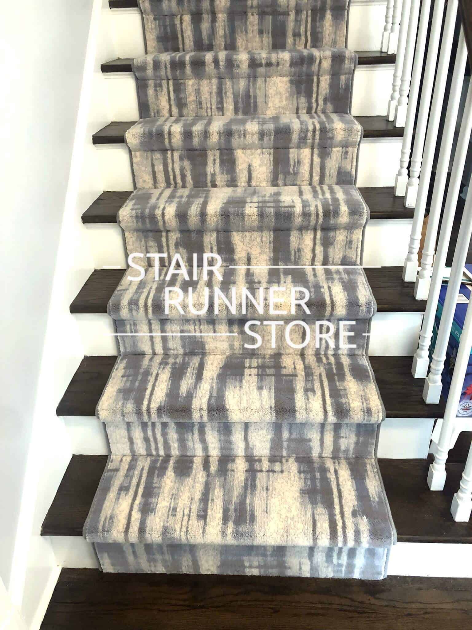 Stripes Bordered Black&Gray Color 26 in. Width x Your Choice Length Custom Size Roll Runner Rug/Stair Runner