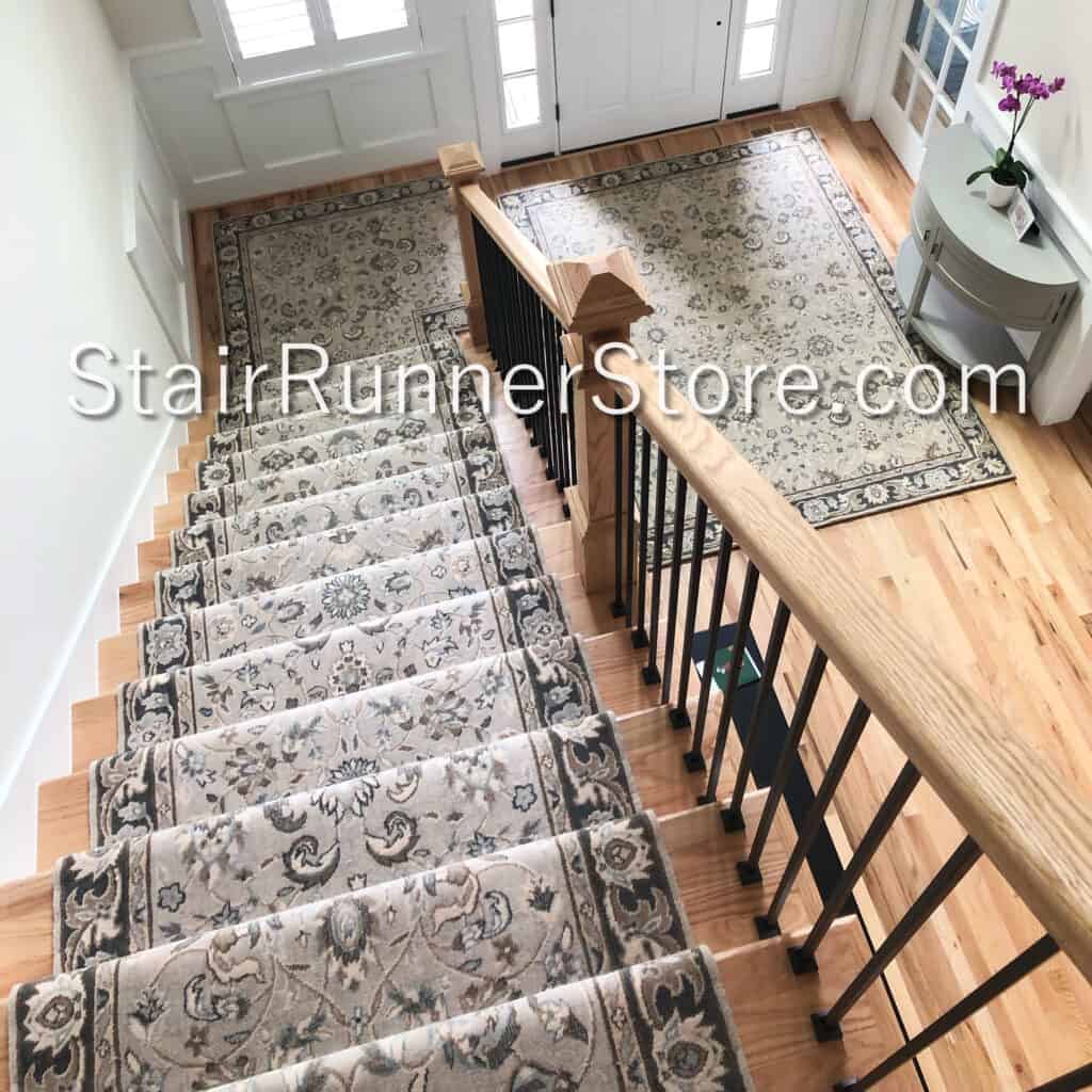 kashan elite mist stair runner custom landing and custom area rug