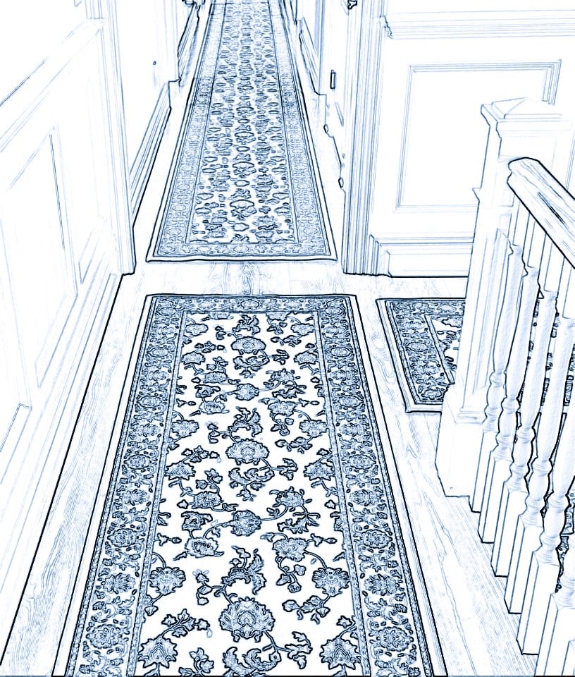 hall runner line drawing