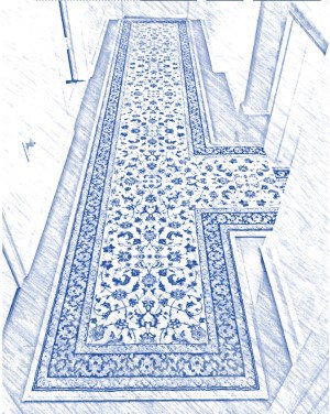 T shaped custom hall runner - line drawing
